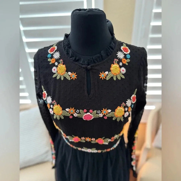 ModCloth | Folklore Embroidered Long Sleeve Dress - Size S - Picture 3 of 8